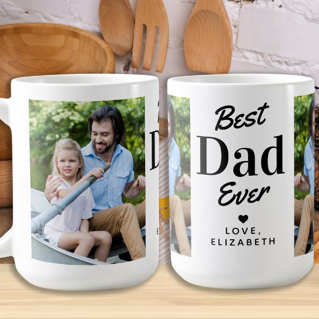Best DAD Ever Father's Day Personalised 2 Photo Coffee Mug (Creator Uploaded)