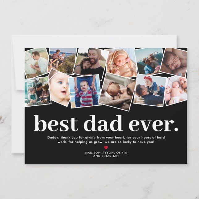 Best Dad Ever Father's Day Photo Collage Card (Front)