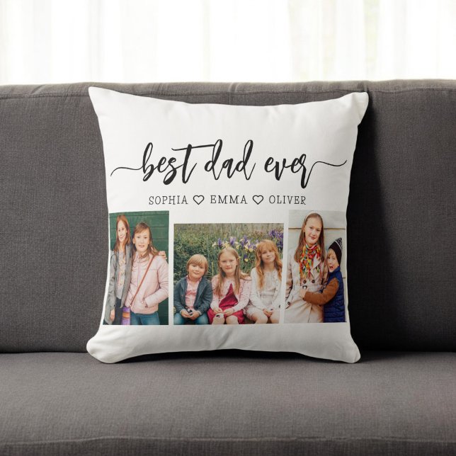 Best Dad Ever - Father's Day Photo Collage Cushion (Creator Uploaded)