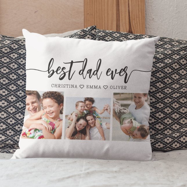 Best Dad Ever - Father's Day Photo Collage Cushion (Creator Uploaded)