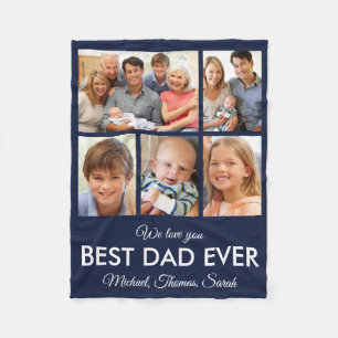 Best Dad Ever Fathers Day Photo Collage Fleece Blanket