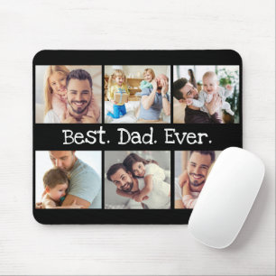 Best Dad Ever Fathers Day Photo Collage in Black Mouse Pad