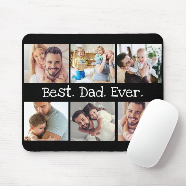 Best Dad Ever Fathers Day Photo Collage in Black Mouse Pad (With Mouse)