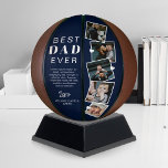 Best Dad Ever Fathers Day Photo Collage Navy Blue Basketball<br><div class="desc">Give a beautiful personalised gift to your dad that he'll cherish forever. Special personalised family photo collage to display your special family photos and memories. Our design features a simple 5 photo design collage with "Best Dad Ever" designed in a beautiful text pairing. The background features a navy blue background....</div>