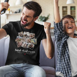 Best Dad Ever Father's Day Photo Collage T-Shirt<br><div class="desc">Modern dad tshirt featuring a photo collage of 10 family pictures for you to replace with your own,  the saying "best dad ever.",  a personalised thank you note,  and a cute red heart.</div>