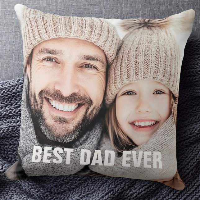 Best dad ever father's day photo cushion (Best dad ever father's day photo throw pillow)