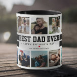Best Dad Ever Father's Day Photo Mug<br><div class="desc">Masculine sporty father's day mug featuring 14 family photos for you to replace with your own,  the cute saying "BEST DAD EVER",  stripes,  a personalised greeting,  a red heart,  and the childrens names.</div>