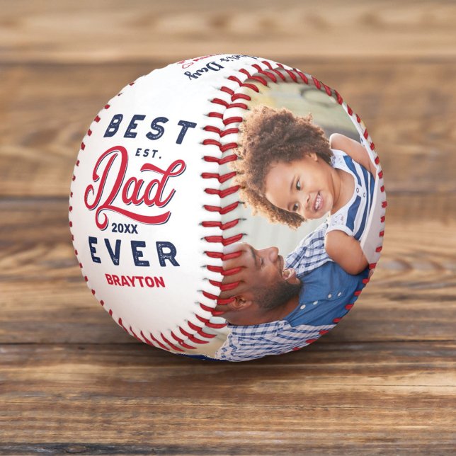 Best Dad Ever | Father's Day Photos & Monogram Baseball (Creator Uploaded)