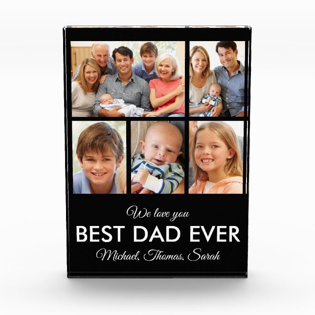 Best Dad Ever Fathers Day Picture Collage Photo Block (Front)