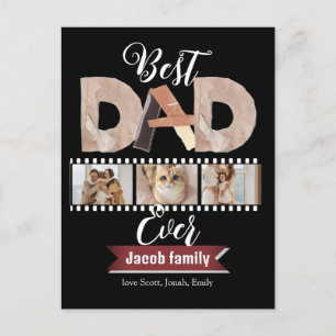 Best Dad Ever, Father's Day three Photo Collage Holiday Postcard
