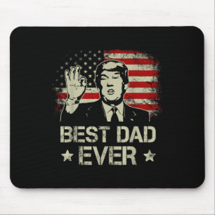 Best Dad Ever Fathers Day Usa American Flag Trump Mouse Pad