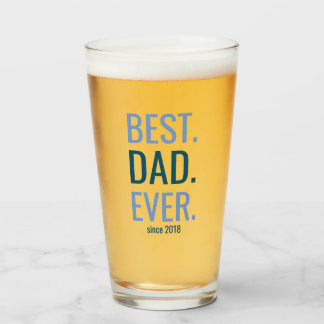Best Dad Ever Fathers Day Year Established Blue Glass