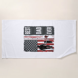Best Dad Ever Fishing Flag Vintage Vector Design_1 Beach Towel