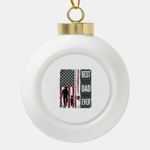 Best Dad Ever Fishing Flag Vintage Vector Design_1 Ceramic Ball Christmas Ornament