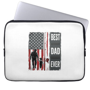 Best Dad Ever Fishing Flag Vintage Vector Design_1 Laptop Sleeve