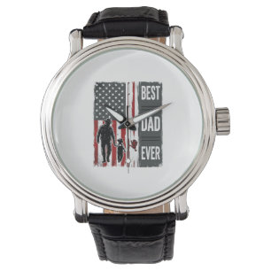 Best Dad Ever Fishing Flag Vintage Vector Design_1 Watch