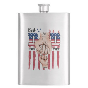 Best Dad Ever – Fist Bump USA Flag - 1 Child Hip Flask
