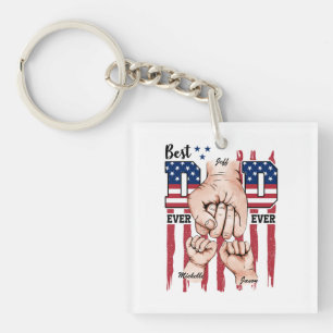 Best Dad Ever – Fist Bump USA Flag - 2 Kids Key Ring