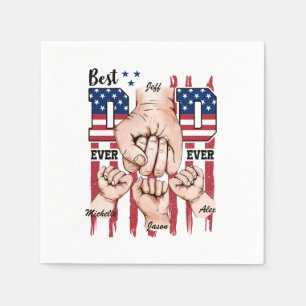 Best Dad Ever – Fist Bump USA Flag - 3 Kids Napkin