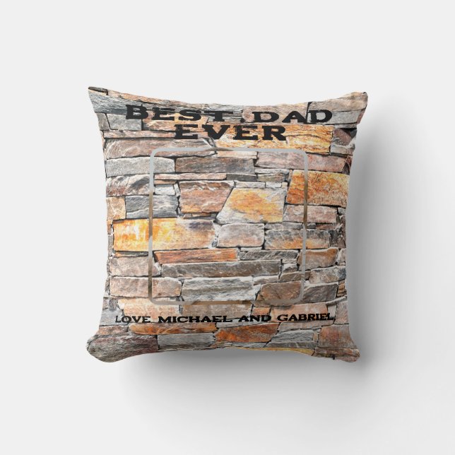 Best Dad Ever Flagstone distressed stone bricks Cushion (Front)