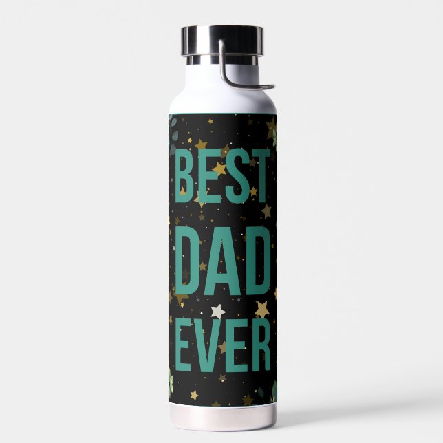 Best Dad Ever Floral Frame Water Bottle (Left)