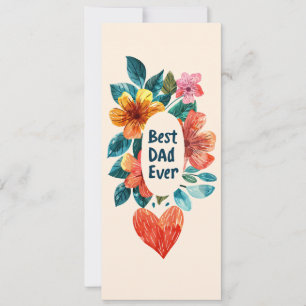 Best Dad Ever Floral Holiday Card