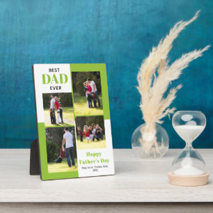 Best Dad Ever four photos lime green Father's Day Plaque