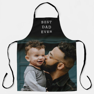 Best Dad Ever Full Photo Black Personalised Apron