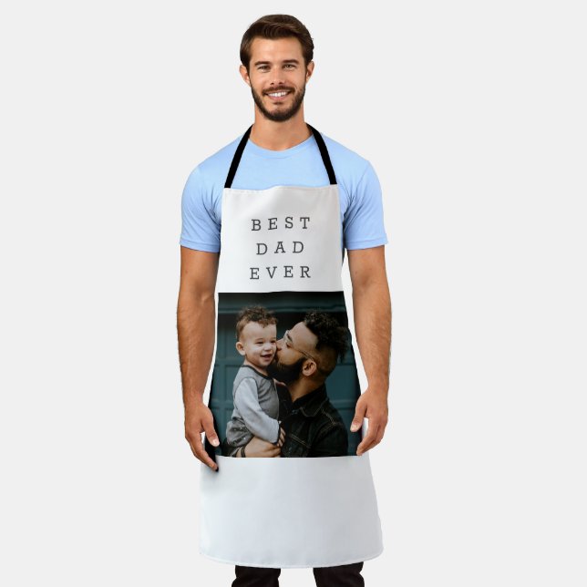 Best Dad Ever Full Photo Personalised  Apron (Worn)
