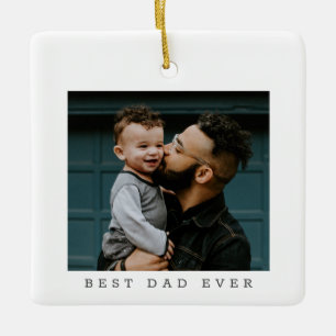 Best Dad Ever Full Photo Personalised  Ceramic Ornament