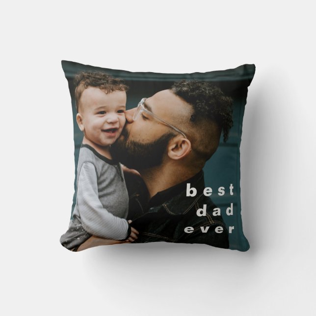 Best Dad Ever Full Photo Personalised Overlay Cushion (Front)