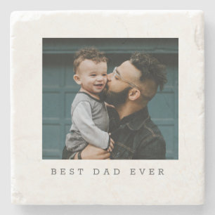 Best Dad Ever Full Photo Personalised Stone Coaster