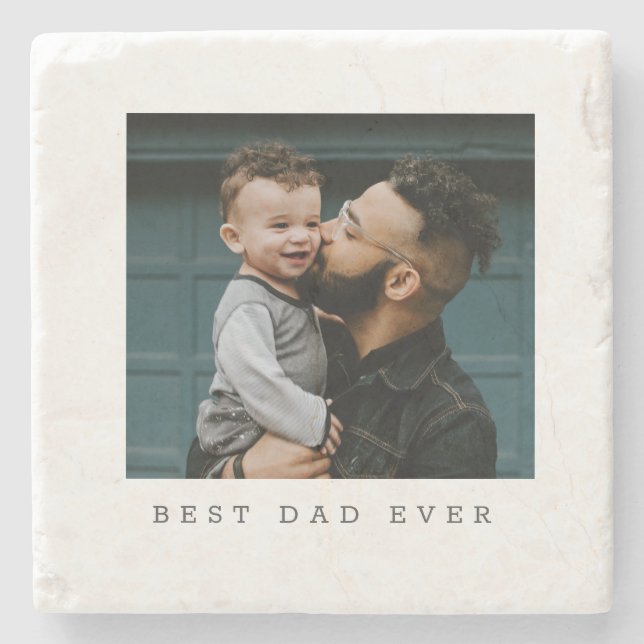 Best Dad Ever Full Photo Personalised  Stone Coaster (Front)