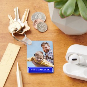 Best Dad Ever Full Photo Personalised Two-Tone Key Ring