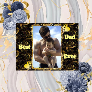 Best Dad Ever Gold Modern Calligraphy Black Swirls Fleece Blanket