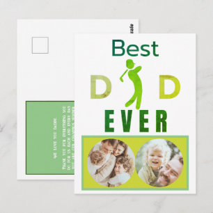 Best Dad Ever Golfer Custom Photo Message Postcard