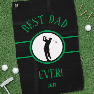 Best Dad Ever Golfer Fun Pro Sports Monogram Black Golf Towel