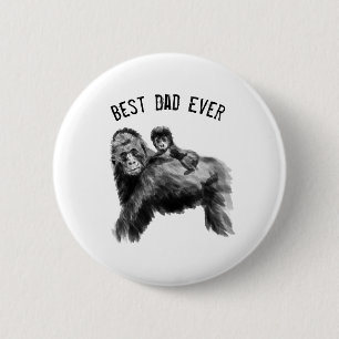 Best dad ever gorilla with baby 6 cm round badge