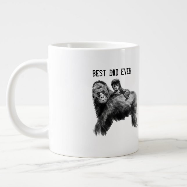 Best dad ever gorilla with baby large coffee mug (Left)