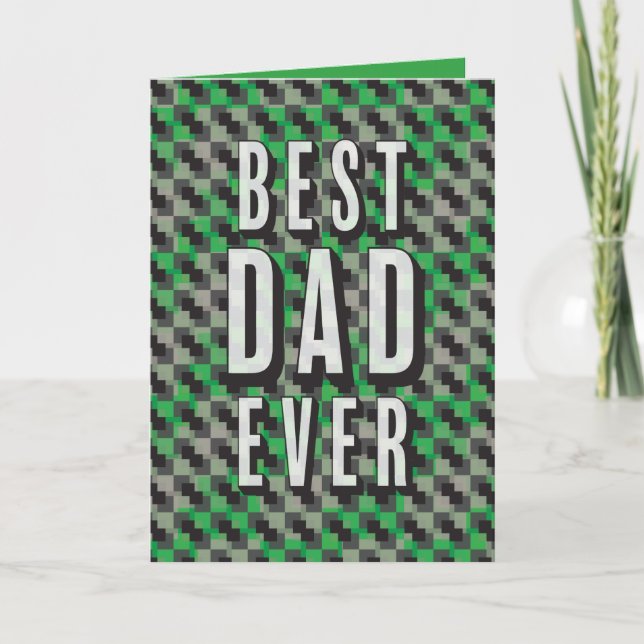 Best Dad Ever Green and Grey Pattern Father's Day Card (Front)