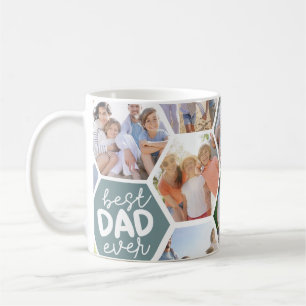 Best Dad Ever   Green Hexagons Photo  Coffee Mug