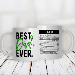 Best Dad Ever Green + Nutrition Facts, Large Coffee Mug