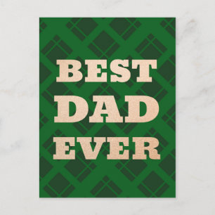 Best Dad Ever Green Plaid Fathers Day Card