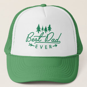 Best Dad Ever Green Vintage Typography Trees Trucker Hat