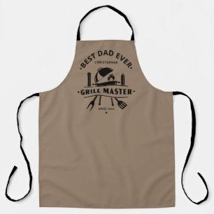 Best Dad Ever Grill Master Chef Rustic Brown Black Apron