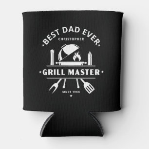 Best Dad Ever   Grill Master Fathers Day Black Can Cooler