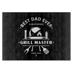 Best Dad Ever   Grill Master Modern Black & White Cutting Board