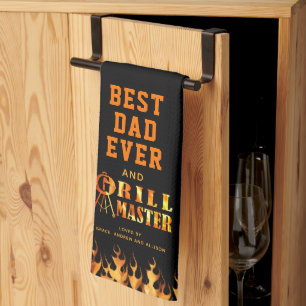 BEST DAD EVER GRILL MASTER Personalised Tea Towel