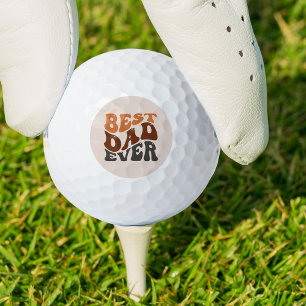 Best Dad Ever Groovy Retro Typography Golf Balls