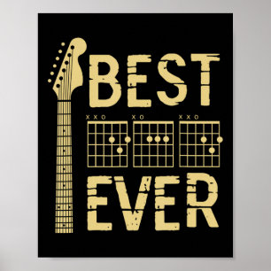 Best Dad Ever Guitar Chord Guitarist Dad Fathers D Poster